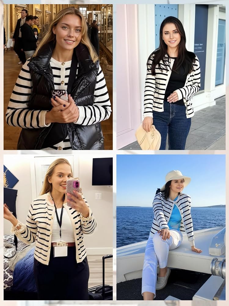 トップス STRIPE CABLE HALF SLEEVE CARDIGAN UV Protection Striped Long-Sleeve Cardigan | UNIQLO US